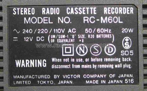 RC-M60L; JVC - Victor Company (ID = 832903) Radio
