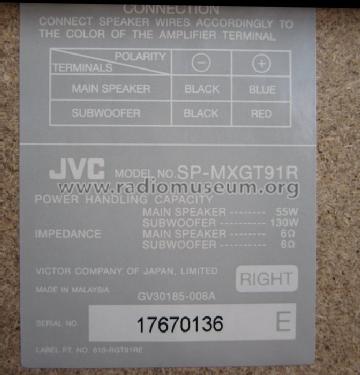 SP-MXGT91R; JVC - Victor Company (ID = 1548521) Altavoz-Au