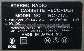 Stereo Radio Cassette Recorder RC-717L; JVC - Victor Company (ID = 1053147) Radio