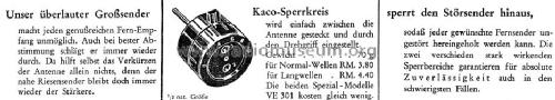 Sperrkreis für Normal-Wellen VE301 ; Kaco, Kupfer-Asbest- (ID = 1689095) Antenny