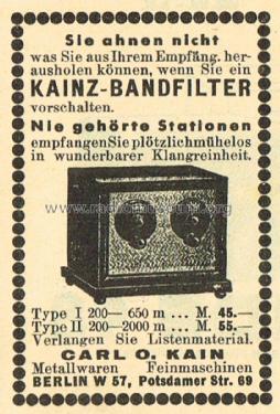 Kainz Bandfilter I ; Kain, Carl O.; (ID = 1842559) mod-past25