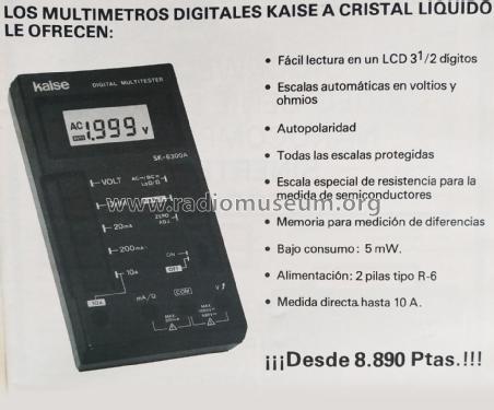 Digital Multitester SK-6300A; Kaise Electric Works (ID = 2562486) Equipment