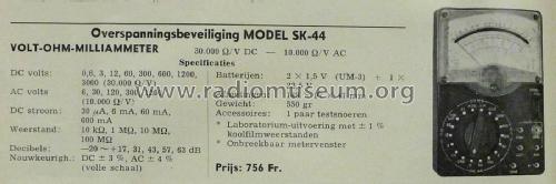 Volt-Ohm-Milliammeter SK-44; Kaise Electric Works (ID = 1757064) Equipment