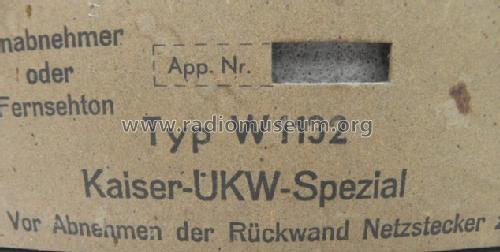 UKW-Spezial W1132; Kaiser KG, W. bzw. (ID = 1208183) Radio