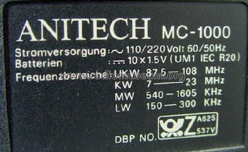 Anitech High Fidelity 4 Band Double Cassette Power MC-1000; Anita, Anitech, (ID = 1232805) Radio