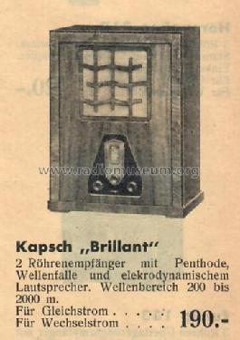 Dynamik-Volksempfänger Brillant Katalog Nr. 11841; Kapsch & Söhne KS, (ID = 2357536) Radio