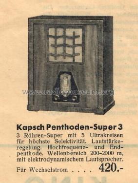 Penthoden-Super 3 ; Kapsch & Söhne KS, (ID = 2357552) Radio