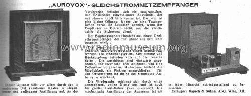Zweiröhren-Lautsprecherempfänger Aurovox, Katalog Nr. 10046; Kapsch & Söhne KS, (ID = 10230) Radio