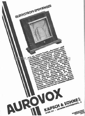 Zweiröhren-Lautsprecherempfänger Aurovox, Katalog Nr. 10046; Kapsch & Söhne KS, (ID = 10231) Radio