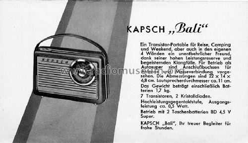 Bali ; Kapsch & Söhne KS, (ID = 1592450) Radio