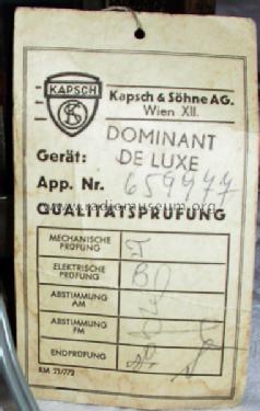 Dominant de Luxe II ; Kapsch & Söhne KS, (ID = 175788) Radio