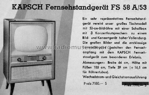 FS58A/53; Kapsch & Söhne KS, (ID = 443554) Television