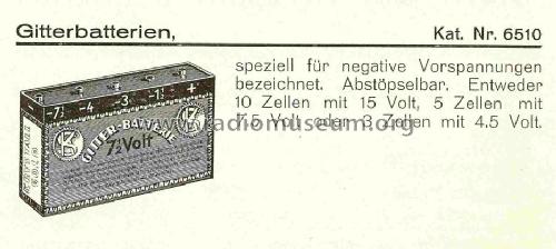 Krystall Gitter-Batterie 7.5 Volt Katalog Nr. 6510; Kapsch & Söhne KS, (ID = 853517) Power-S