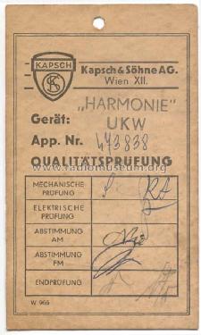 Harmonie UKW ; Kapsch & Söhne KS, (ID = 754025) Radio