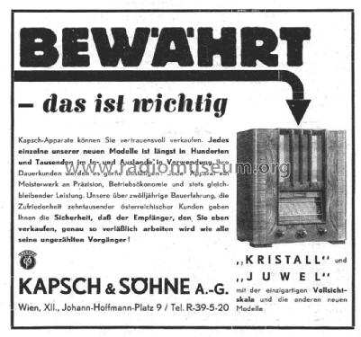 Kristall W ; Kapsch & Söhne KS, (ID = 1526924) Radio