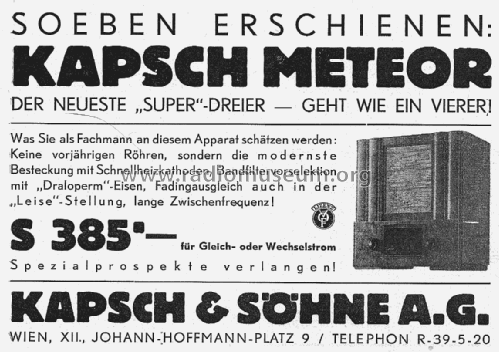 Meteor W ; Kapsch & Söhne KS, (ID = 1932939) Radio