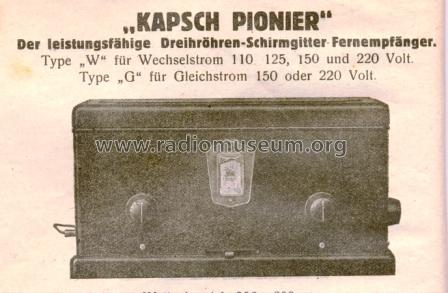 Dreiröhren-Schirmgitter-Fernempfänger Pionier Katalog Nr. 10081; Kapsch & Söhne KS, (ID = 462794) Radio