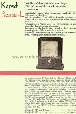 Pionier-L 10082; Kapsch & Söhne KS, (ID = 817764) Radio
