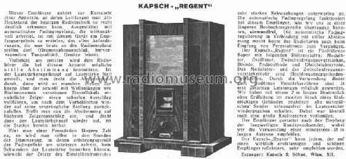 Regent 5G Katalog Nr. 11810; Kapsch & Söhne KS, (ID = 10234) Radio