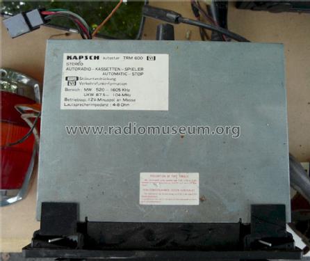 Stereo-Cassetten-Autoradio TRM-600 vi; Kapsch & Söhne KS, (ID = 1001245) Car Radio