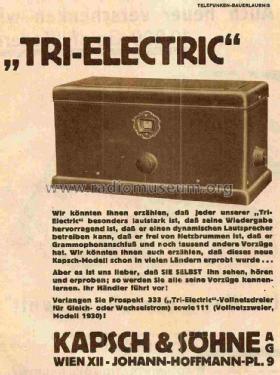 Tri-Electric-Wechselstrom Katalog Nr. 10050; Kapsch & Söhne KS, (ID = 1107988) Radio