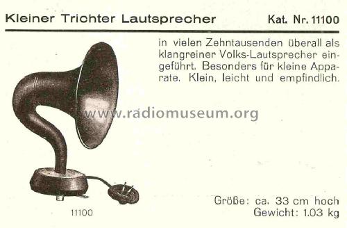 Trichter-Lautsprecher Katalog Nr. 11100; Kapsch & Söhne KS, (ID = 852864) Lautspr.-K