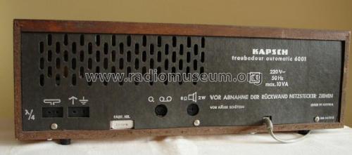 Troubadour automatic 6001; Kapsch & Söhne KS, (ID = 159902) Radio