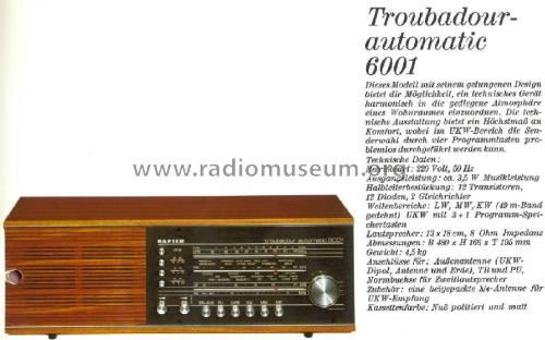 Troubadour automatic 6001; Kapsch & Söhne KS, (ID = 1800671) Radio