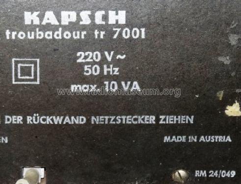 Troubadour TR7001; Kapsch & Söhne KS, (ID = 762715) Radio