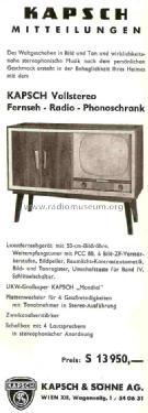 Vollstereo-Fernseh-Phono-Schrank ; Kapsch & Söhne KS, (ID = 703170) TV-Radio