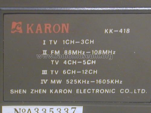 Karon KK-418; Karon Electronic Co. (ID = 2006747) Radio