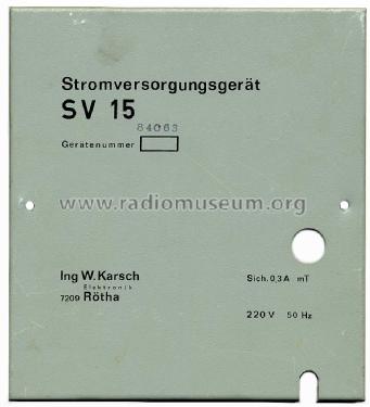 Stromversorgungsgerät SV15-0,6; Karsch, Ing. (ID = 1505521) teaching