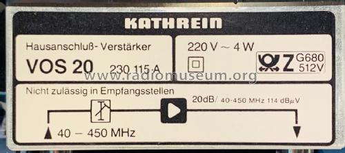 Hausanschluß-Verstärker VOS20 230 115 A; Kathrein; Rosenheim (ID = 2536668) RF-Ampl.