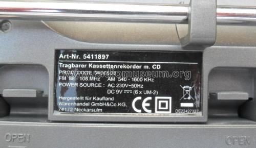 Portable Stereo CD Radio Cassetten Recorder Art-Nr. 5411897 - Prod.Code 5400506; Kaufland Warenhandel (ID = 1804150) Radio