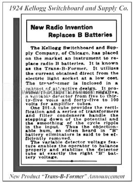 Trans-B-Former Battery Eliminator 502; Kellogg Switchboard (ID = 2419231) Power-S