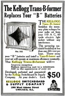 Trans-B-Former Battery Eliminator 502; Kellogg Switchboard (ID = 2419233) Power-S