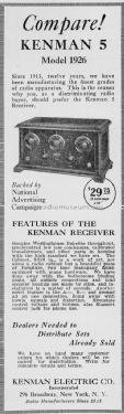 Kenman 5-1926; Kenman Electric Co. (ID = 1249292) Radio