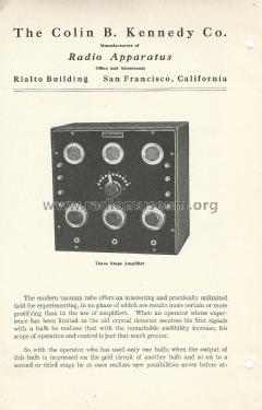 Three Stage Amplifier Type AU-3; Kennedy Co., Colin B (ID = 2405829) Ampl/Mixer