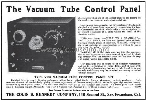 Vacuum Tube Control Panel Type VP-5; Kennedy Co., Colin B (ID = 944118) mod-pre26