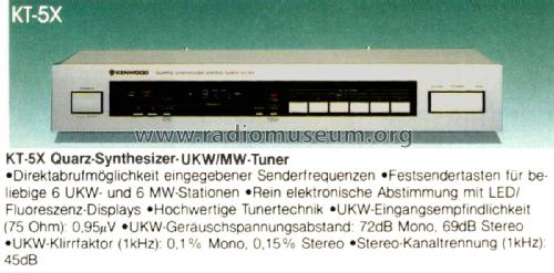 Quartz Synthesizer Stereo Tuner KT-5X; Kenwood, Trio- (ID = 2366994) Radio