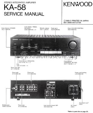 Kenwood Stereo Integrated Amplifier KA-58; Kenwood, Trio- (ID = 2692357) Ampl/Mixer