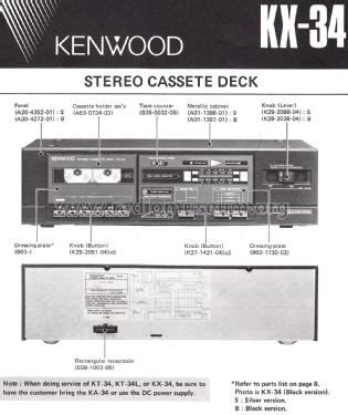 Stereo Cassette Deck KX-34; Kenwood, Trio- (ID = 2691317) R-Player