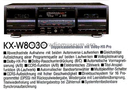 Stereo Double Cassette Deck KX-W8030; Kenwood, Trio- (ID = 2691918) R-Player