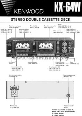 Stereo Double Cassette Deck KX-64W; Kenwood, Trio- (ID = 2691519) Sonido-V