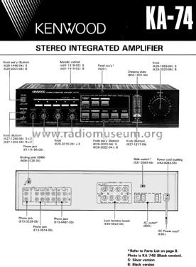 Stereo Integrated Amplifier KA74; Kenwood, Trio- (ID = 2692418) Ampl/Mixer