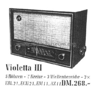 Violetta III ; Kersi Apparatebau (ID = 70895) Radio