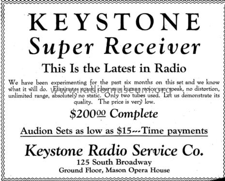 Keystone Super Receiver ; Keystone Radio (ID = 1448526) Radio