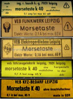 Morsetaste K40; KFZ-Bedarf Leipzig, (ID = 2899185) Morse+TTY