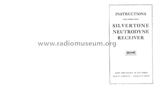 Neutrodyne Silvertone; King Manufacturing (ID = 2341172) Radio