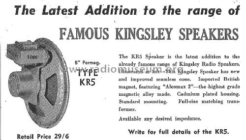 KR5 ; Kingsley brand; (ID = 2421892) Lautspr.-K